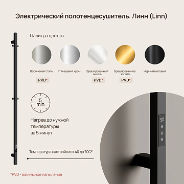 Полотенцесушитель электрический Sancos Linn 150x3 I-образный, вороненая сталь, SC13002GG