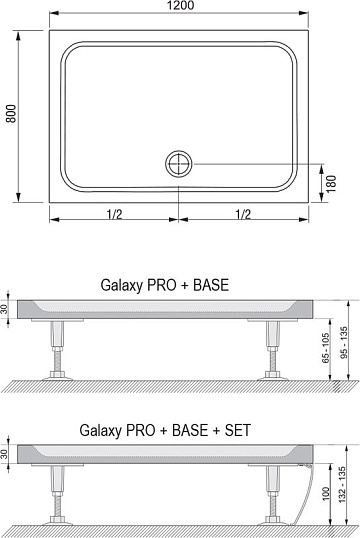 Поддон для душа Ravak Galaxy Pro Chrome Gigant Pro 120x80 с сифоном