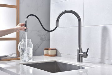 Смеситель для кухни Paulmark Universal Un213880-GM вороненая сталь