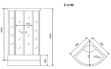 Душевая кабина Timo Standart T-1190, с высоким поддоном, с сиденьем