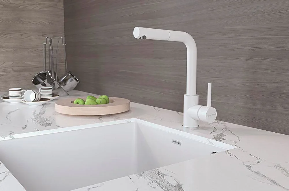 Смеситель для кухни Paulmark Kassel Ka214311-431TW белый Sancos — официальный сайт