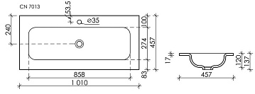Мебельная раковина Ceramicanova Grace прямоугольная черная матовая 101 см CN7013MB