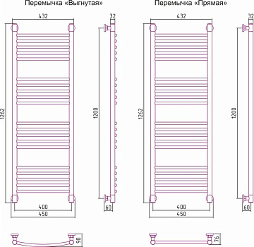 Полотенцесушитель водяной Сунержа Богема + 120x40 выгнутая