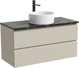 Тумба с раковиной Sancos Snob T 100 см, beige soft, столешница черный мрамор, раковина CN6032