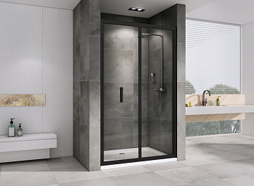 Душевая дверь в нишу Abber Sonnenstrand AG07120B 120 см, профиль черный, стекло прозрачное