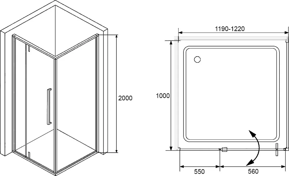 Душевой уголок RGW Stilvoll SV-03+100 см (119-122)x100x200 профиль хром, стекло прозрачное Sancos — официальный сайт