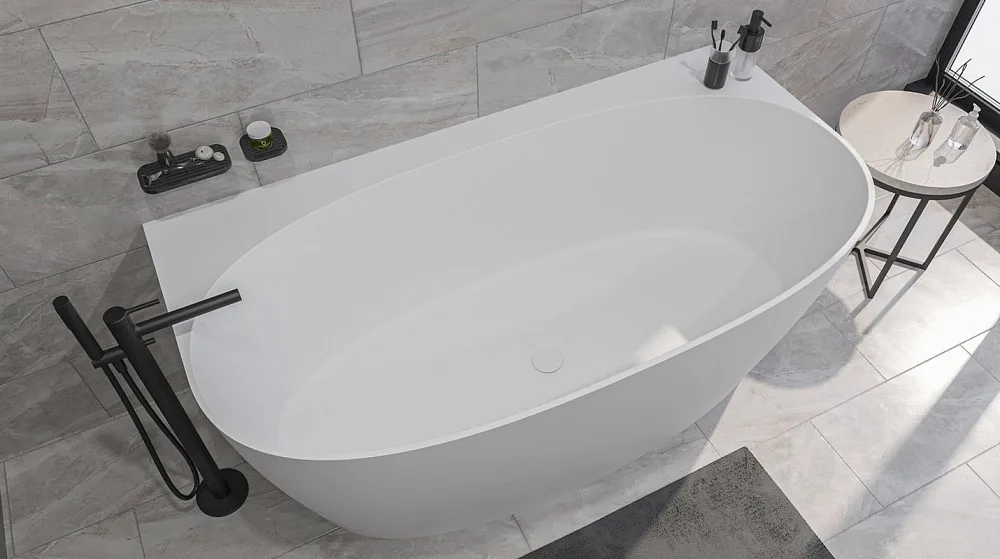 Ванна из искусственного камня WHITECROSS Pearl A 155x80 см, пристенная, матовая белая, овальная, с д Sancos — официальный сайт