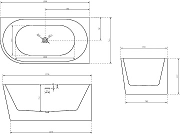 Акриловая ванна Abber 150x80 см, правая, AB9257-1.5 R
