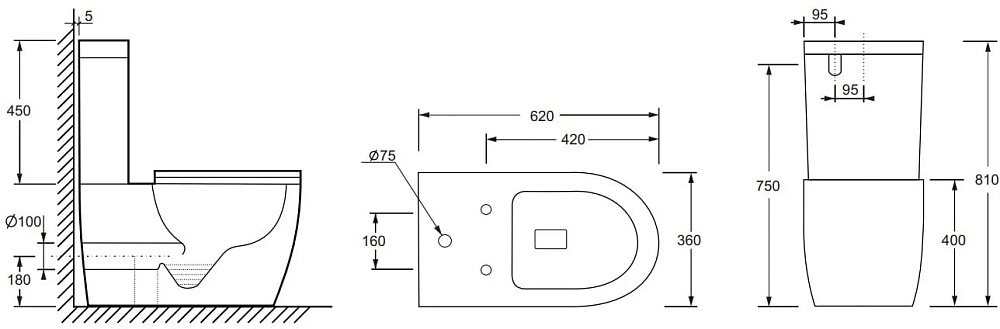 Бачок для унитаза Ceramicanova Mia Rimless CN1801-T