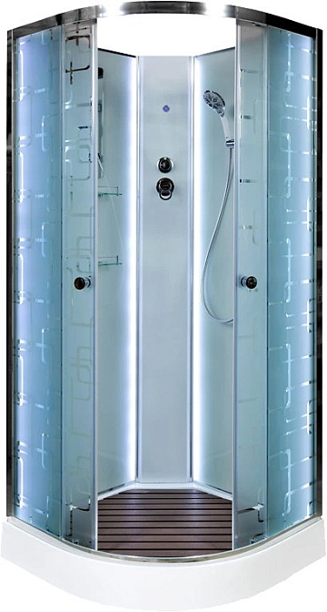 Душевая кабина DTO EM1590N 90х90, LED, профиль хром, стекло матовое с узором