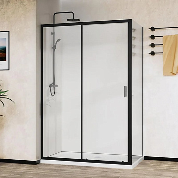 Душевой уголок Vincea City VSR-5CT9012CLB 120х90 см, профиль черный, стекло прозрачное