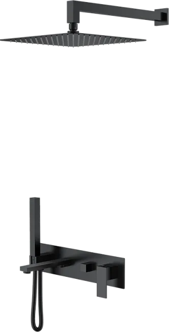 Душевой комплект Boheme Qubic 474-B, С ВНУТРЕННЕЙ ЧАСТЬЮ, matt black Sancos — Оригинал