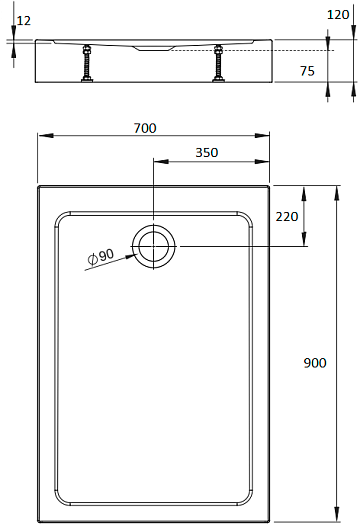 Поддон для душа Radaway Doros F Compact 90x70 с сифоном