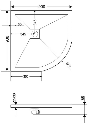 Поддон для душа RGW Stone Tray ST/R-0099W 90х90