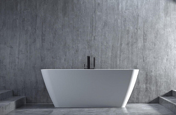 Ванна из искусственного камня Salini Agata S-Sense 180x80 см, отдельностоящая, белая, со сливом-пере