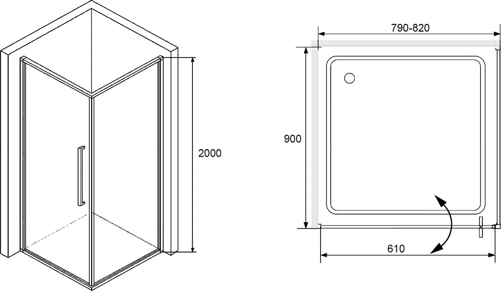 Душевой уголок RGW Stilvoll SV-02B+90 см (79-82)x90x200 профиль черный матовый, стекло прозрачное Sancos — официальный сайт