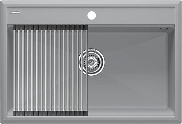 Мойка кухонная Paulmark Stepia + Step PM117551-GRS+R375-BS серый дым
