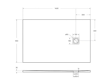 Поддон для душа BelBagno Uno TRAY-MR-UNO-AH-140/90-35-W-BO 140х90, белый, с сифоном