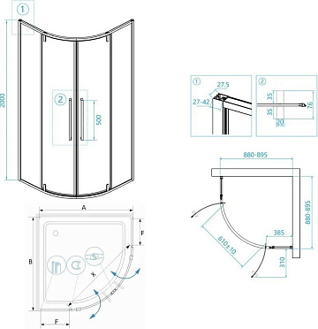 Душевой уголок RGW Stilvoll SV-53 90x90x200 профиль хром