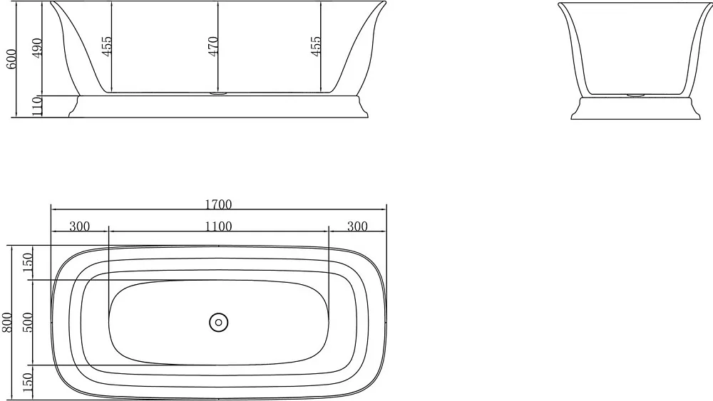 Акриловая ванна BelBagno BB400-1700-800 без опоры 170x80 см, отдельностоящая, белая, овальная, со сл Sancos — официальный сайт