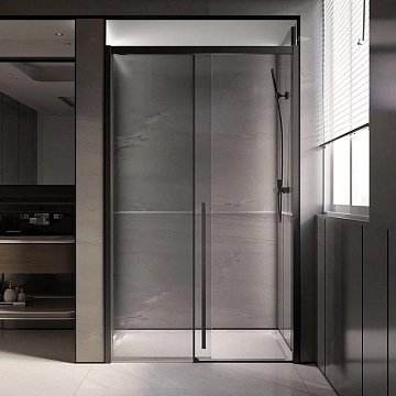 Дверь для душевого уголка Veconi Premium Trento PTD-30B 120 см, профиль черный матовый, стекло прозр