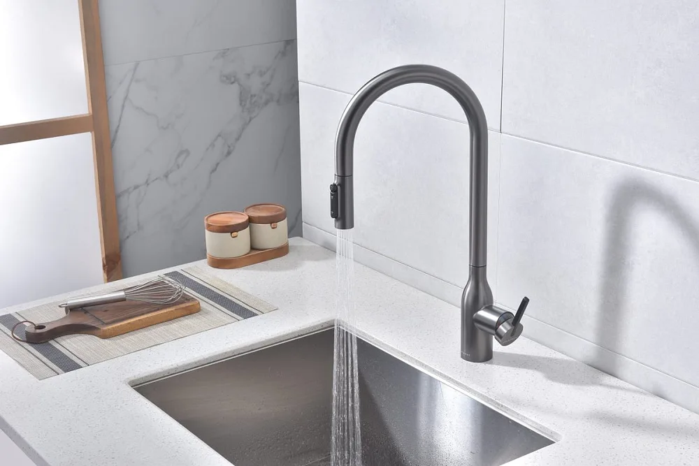 Смеситель для кухни Paulmark Universal Un213880-GM вороненая сталь Sancos — официальный сайт
