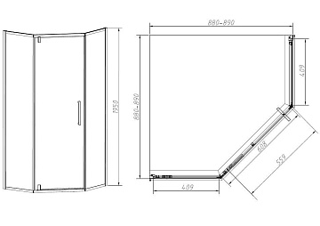 Душевой уголок Vincea Slim-N VSP-4SN900CLGM 90х90, профиль вороненая сталь, стекло прозрачное