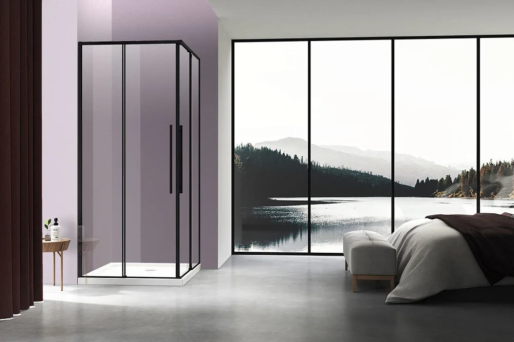 Душевой уголок Vincea Slim-N VSS-4SN900CLB 90x90, профиль черный Sancos — официальный сайт