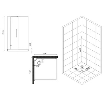 Душевая кабина Esbano ESM ESM-QUADRO-90 (Left) 90х90х215 L, квадратная