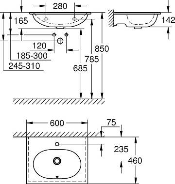 Раковина Grohe Essence Ceramic 3956800H альпин-белый