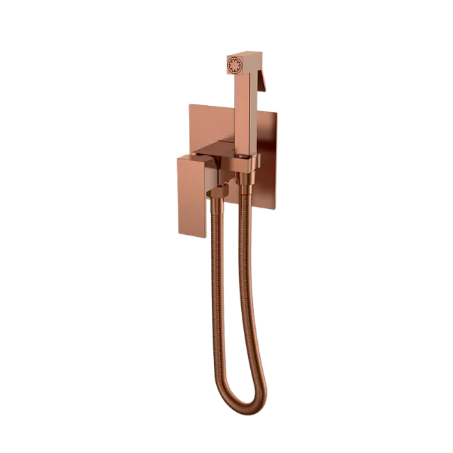Гигиенический душ Boheme Qubic 477-CB со смесителем, С ВНУТРЕННЕЙ ЧАСТЬЮ, copper brushed Sancos — Оригинал