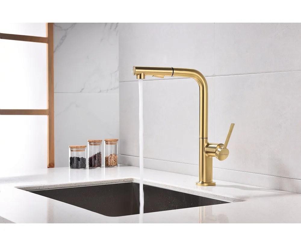 Смеситель для кухни Paulmark Neo Ne214419-LG, светлое золото Sancos — официальный сайт