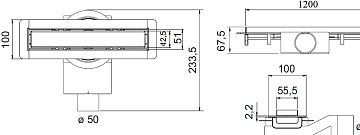 Душевой трап (лоток) Plumberia Selection PSM Modular 120 см, нержавеющая сталь матовая