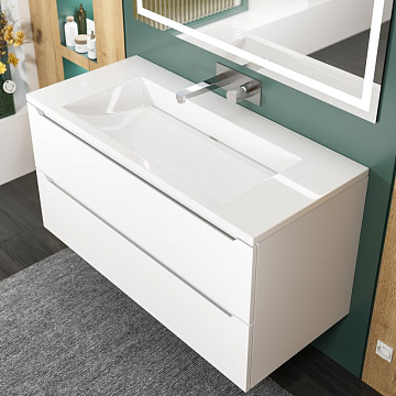 Мебельная раковина Uperwood Infinity 100 глянцевая белая, без отверстия для смесителя