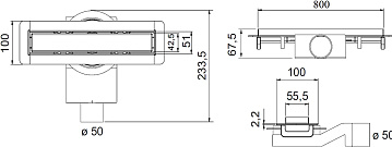 Душевой трап (лоток) Plumberia Selection PSM Modular 80 см, нержавеющая сталь матовая