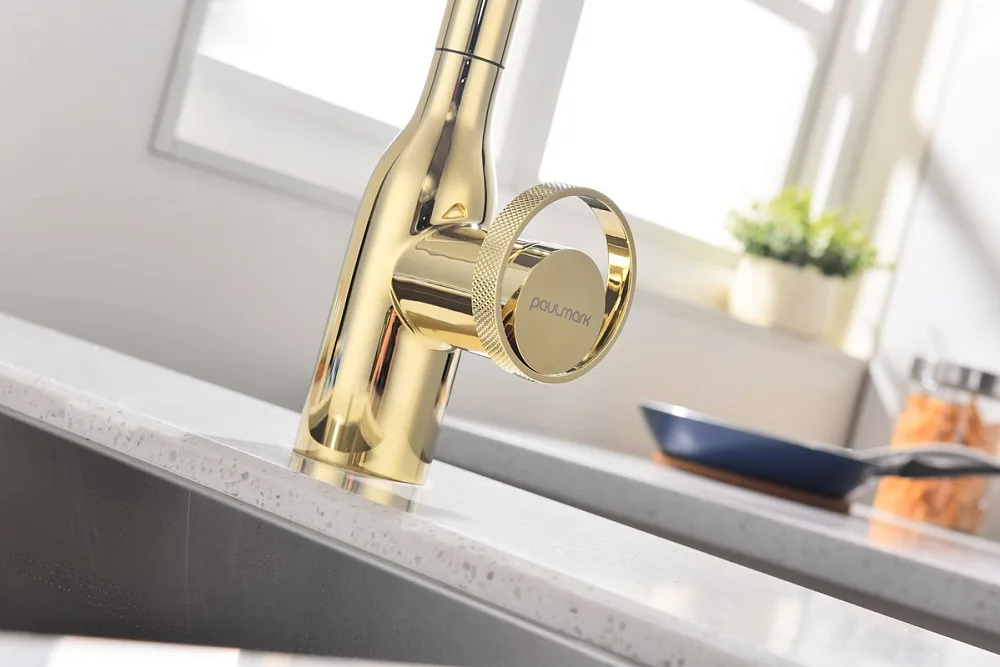 Смеситель для кухни Paulmark Urban Ur213104-G золото Sancos — официальный сайт