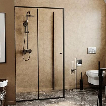 Душевая дверь в нишу Wasserkraft Dill 61S13 110 см, профиль матовый черный, стекло прозрачное