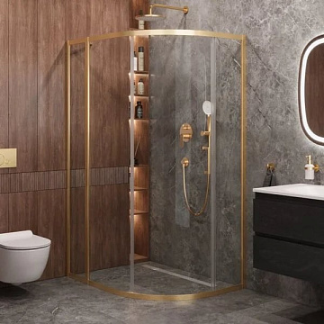 Душевой уголок Cezares Molveno RH 1 110+90 C BORO IV 110х90 см, профиль брашированное золото, стекло