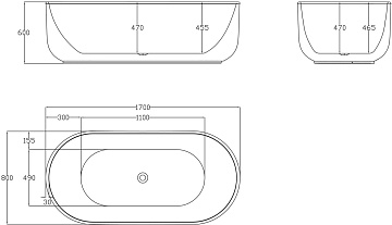 Акриловая ванна BelBagno 170x80 см, BB401-1700-800