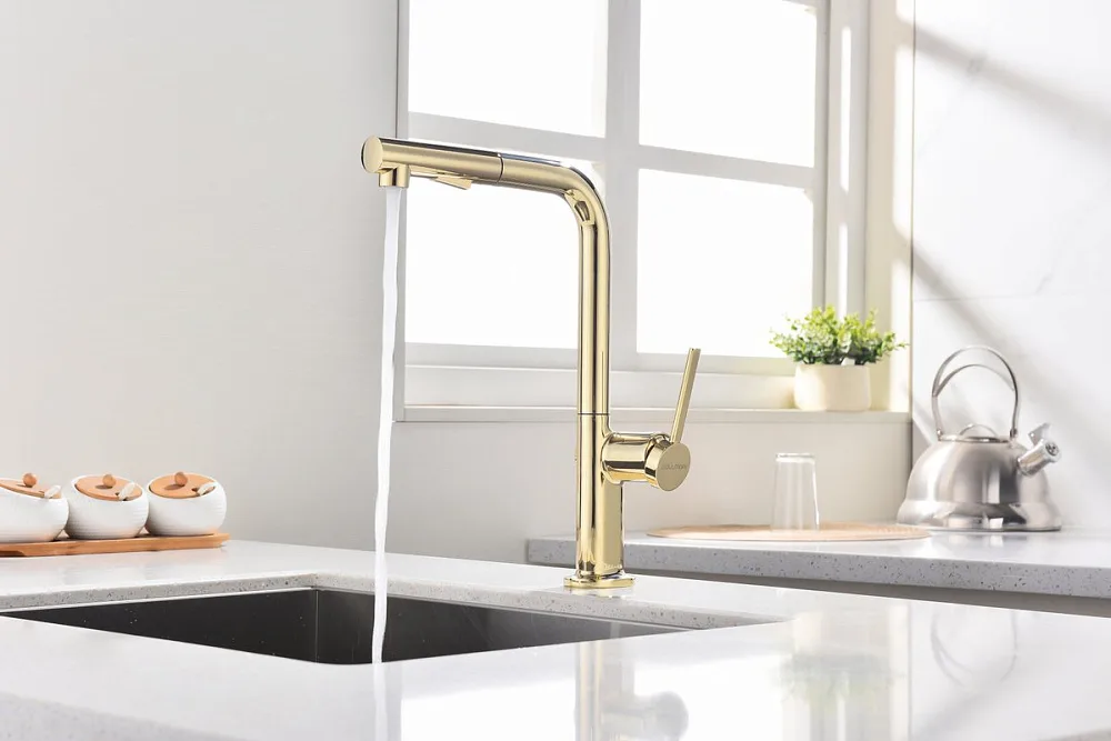 Смеситель для кухни Paulmark Neo Ne214419-G, золото Sancos — официальный сайт