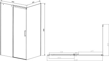 Душевой уголок Vincea Dice VSR-4D8014CLB 140х80 см, профиль черный