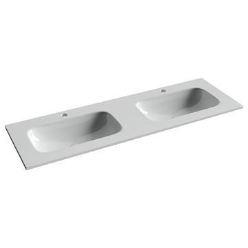 Мебельная раковина Ceramicanova Grace прямоугольная 141см с двумя чашами и отверстиями под смеситель