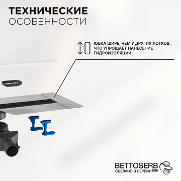 Душевой трап (лоток) BETTOSERB Frameless Line 750 белый матовый