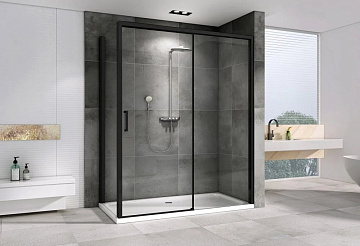 Душевой уголок Abber Komfort AG93170B-S102B 170x100, профиль черный, стекло прозрачное