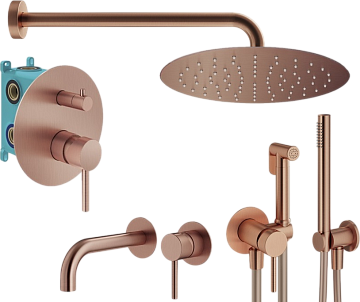 Комплект для ванной Plumberia Selection Ixo KITZXO18RS210 С ВНУТРЕННЕЙ ЧАСТЬЮ, медь брашированная
