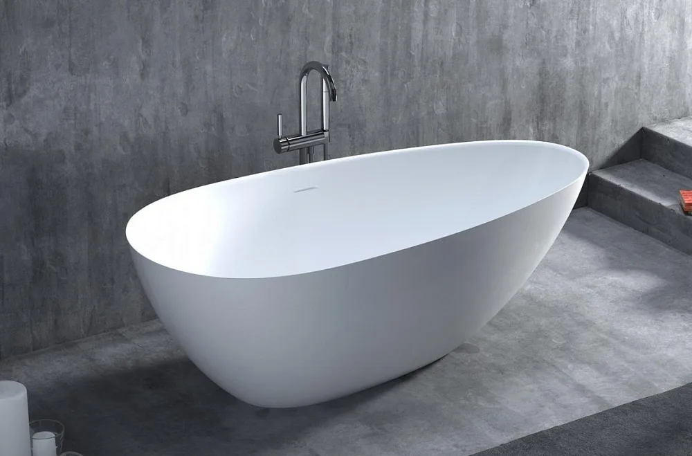Ванна из искусственного камня Salini Paola In S-Stone 170x80 см, отдельностоящая, матовая белая, ова Sancos — официальный сайт