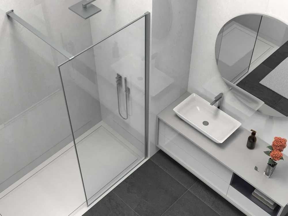 Душевая перегородка Walk-In VSW-1HS800CLGM, 800*2000, вороненая сталь, стекло прозрачное Sancos — официальный сайт