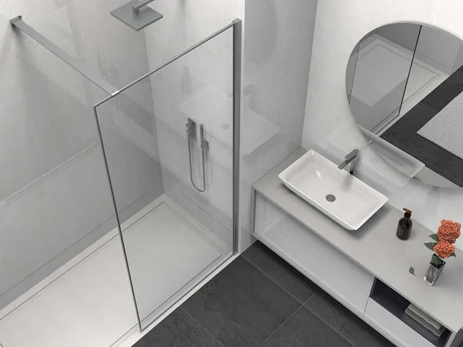 Душевая перегородка Walk-In VSW-1HS900CLGM, 900*2000, вороненая сталь, стекло прозрачное Sancos — Оригинал