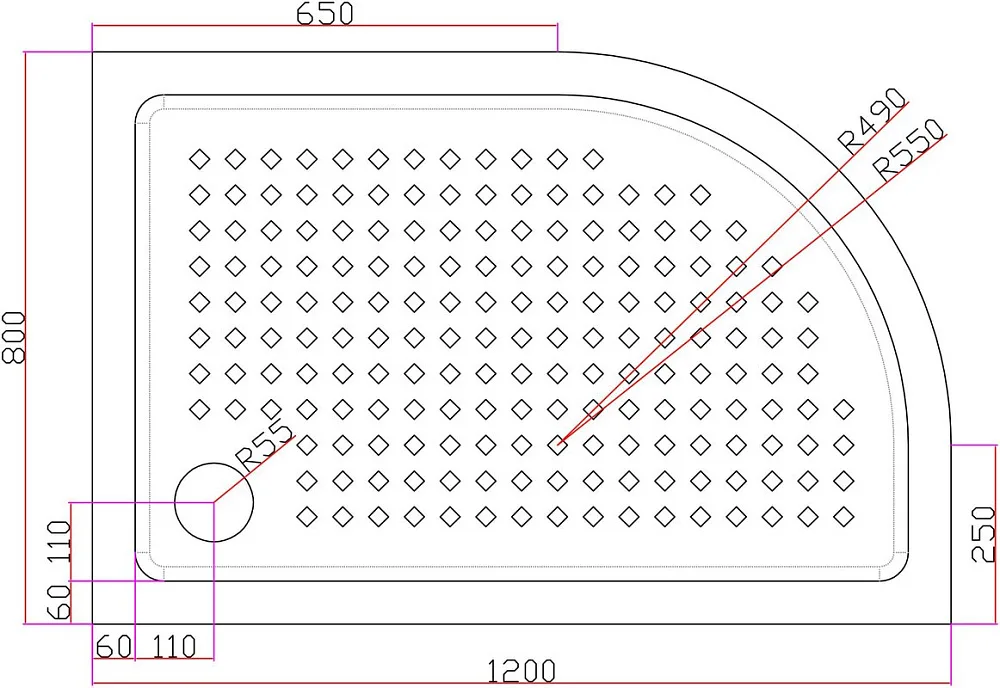 Поддон для душа Cezares Tray TRAY-A-RH-120/80-550-15-W-R R 120х80 R, с сифоном Sancos — официальный сайт
