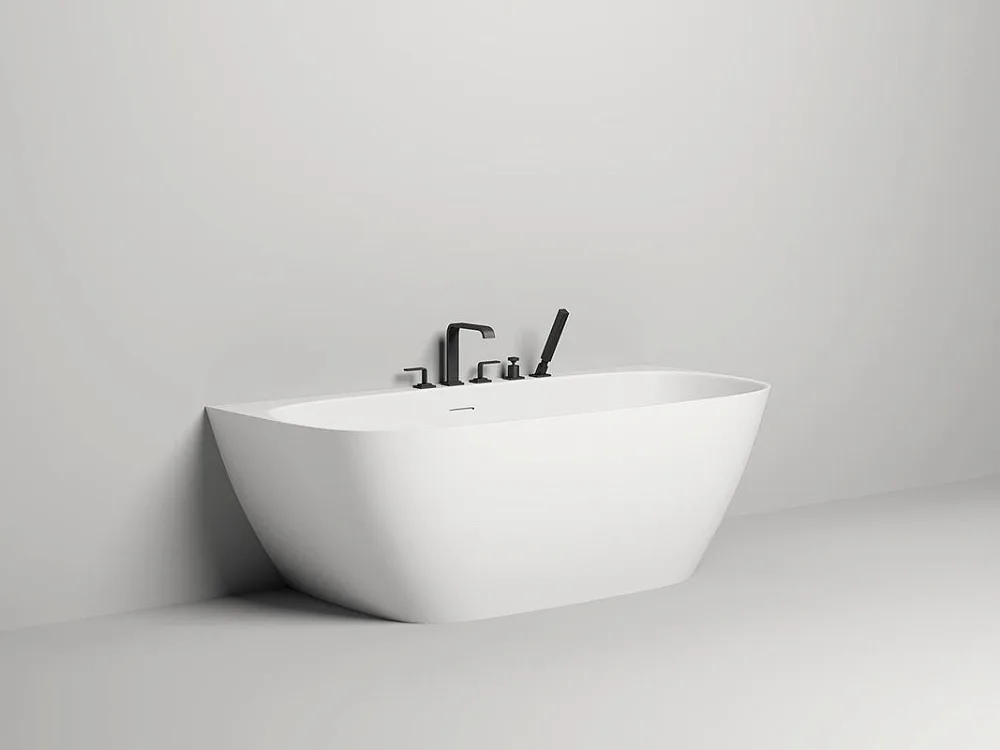 Ванна из искусственного камня Salini Sofia Wall S-Sense 180x85 см, пристенная, белая, со сливом-пере Sancos — официальный сайт